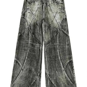 Fall Vintage Washed Patchwork Jeans - Y2K Outfits for Winter Aesthetic