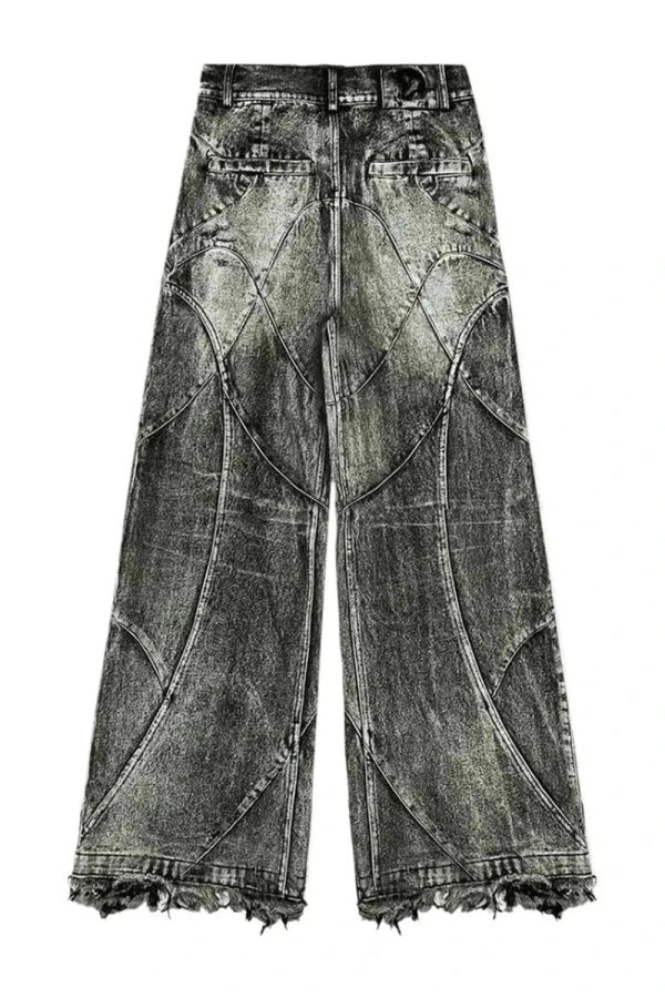 Fall Vintage Washed Patchwork Jeans - Y2K Outfits for Winter Aesthetic