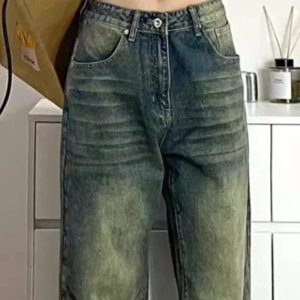 Fall Washed Low-Rise Baggy Jeans - Y2K Vintage Street Style Outfits