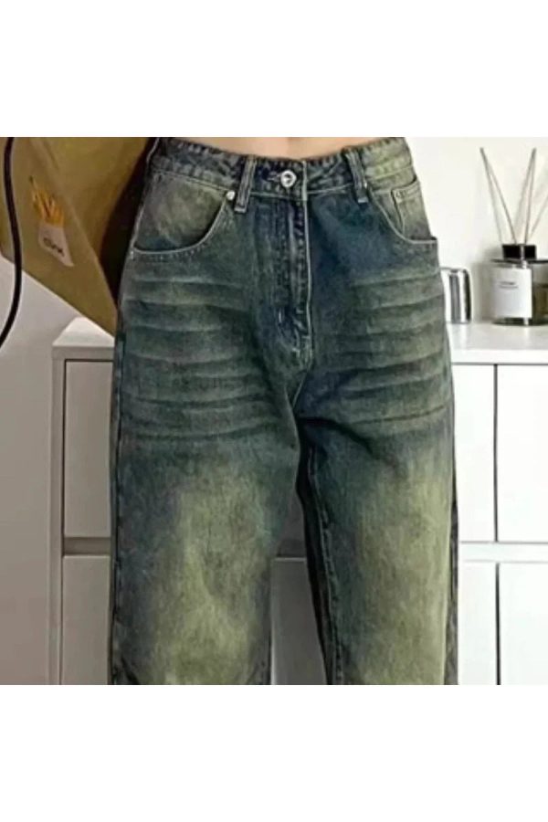 Fall Washed Low-Rise Baggy Jeans - Y2K Vintage Street Style Outfits