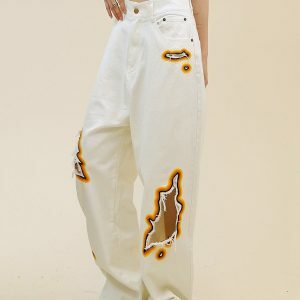 Feel The Burn Cut-Out Jeans - Y2K Vintage Winter Outfits for Women