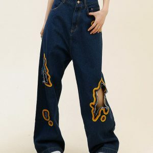 Feel The Burn Cut-Out Jeans - Y2K Vintage Winter Outfits for Women