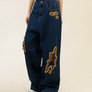 Feel The Burn Cut-Out Jeans - Y2K Vintage Winter Outfits for Women