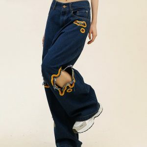 Feel The Burn Cut-Out Jeans - Y2K Vintage Winter Outfits for Women