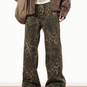 Ferocious Fancy Leopard Print Jeans - Y2K Vintage Winter Outfits