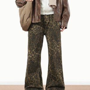 Ferocious Fancy Leopard Print Jeans - Y2K Vintage Winter Outfits