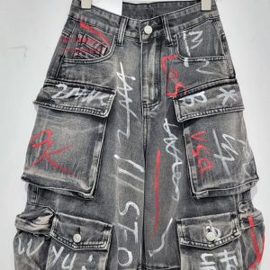 Graffiti Riot Cargo Jeans - Y2K Vintage Street Style Outfits for Women