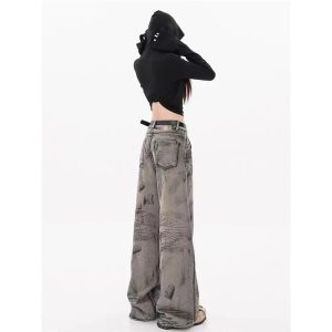 Grunge Splatter Wide-Leg Jeans | Y2K Vintage Outfits for Women