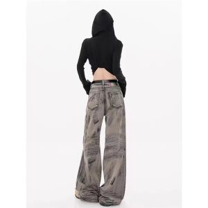 Grunge Splatter Wide-Leg Jeans | Y2K Vintage Outfits for Women