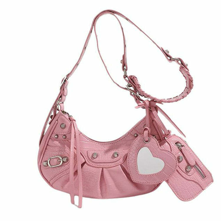 Heart Y2K Mini Shoulder Bag - Vintage 2000s Aesthetic for Street Style