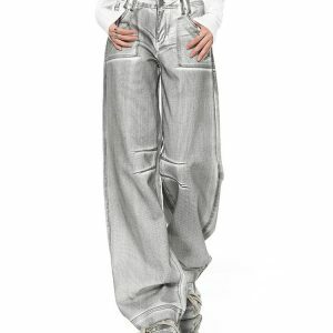 High Fashion Silver Jeans - Y2K Vintage Outfits for Winter Style