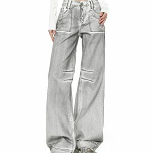 High Fashion Silver Jeans - Y2K Vintage Outfits for Winter Style