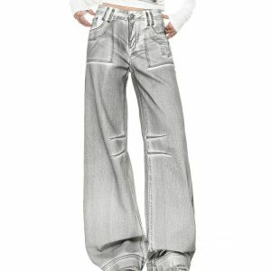 High Fashion Silver Jeans - Y2K Vintage Outfits for Winter Style