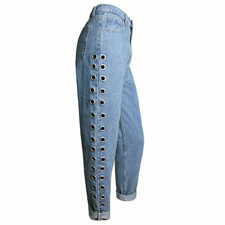 Holed Up Grommet Jeans - Y2K Vintage Winter Outfits for Trendy Women