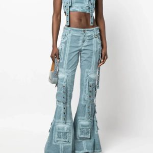 Hybrid Harness Split Jeans - Y2K Vintage Street Style Outfits for Women