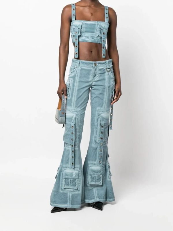 Hybrid Harness Split Jeans - Y2K Vintage Street Style Outfits for Women