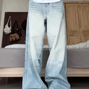 Light Wash Oversized Baggy Jeans - Y2K Vintage Street Style Outfits