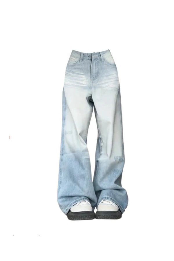 Light Wash Oversized Baggy Jeans - Y2K Vintage Street Style Outfits