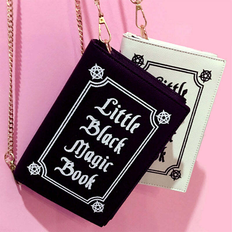 Little Black Magic Book Bag - Y2K Vintage Outfits for Winter & Street Style