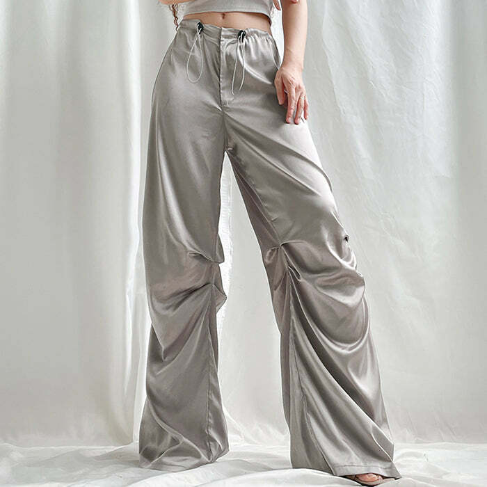 Miracle Satin Wide Pants - Y2K Vintage Outfits for Winter Street Style