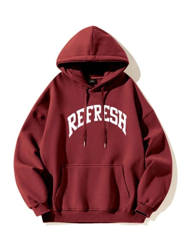 Oversized Maroon Graphic Hoodie - Y2K Vintage Street Style Outfit