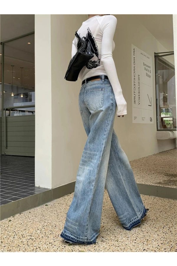 Retro High-Waisted Wide-Leg Jeans for Y2K Outfits and Vintage Styles