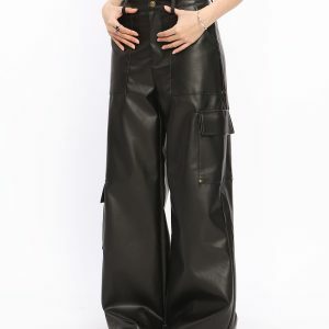 Rock The Scen Leather Trousers - Y2K Vintage Winter Outfits for Women