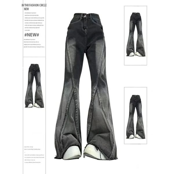 Shadow Flare Panel Jeans - Y2K Vintage Outfits for Winter Street Style