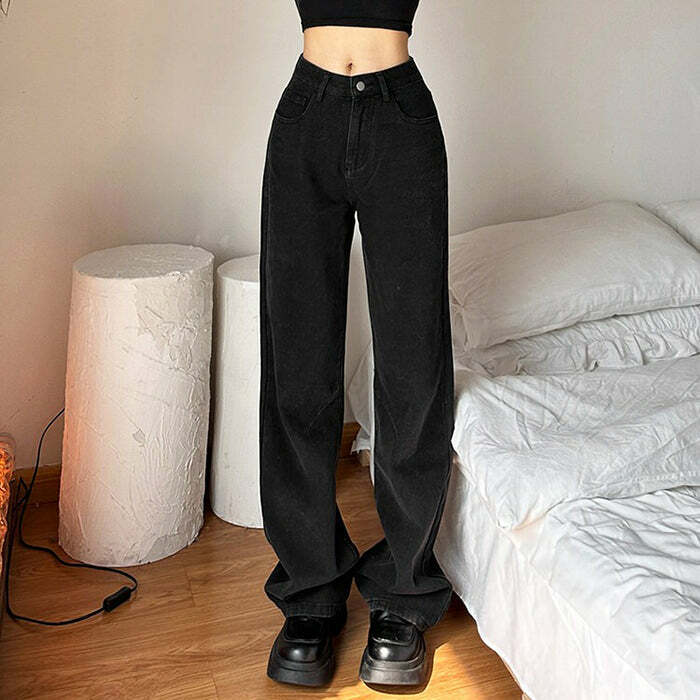 Skeleton Embroidery Jeans - Y2K Vintage Outfits for Winter Street Style