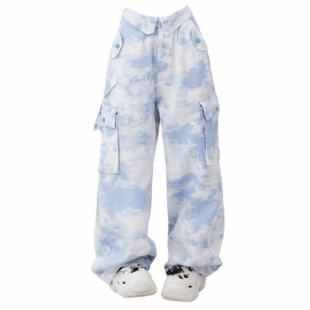 Sky Blue Cargo Pants - Y2K Vintage Outfits for Winter Street Style