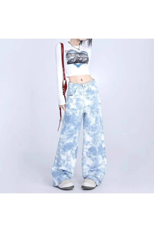 Sky Wash Wide-Leg Jeans - Y2K Vintage Outfits for Winter Street Style