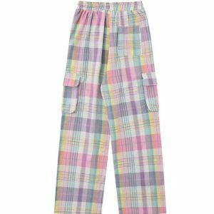 Soft Girl Plaid Cargo Pants - Y2K Vintage Winter Outfits for Trendy Women