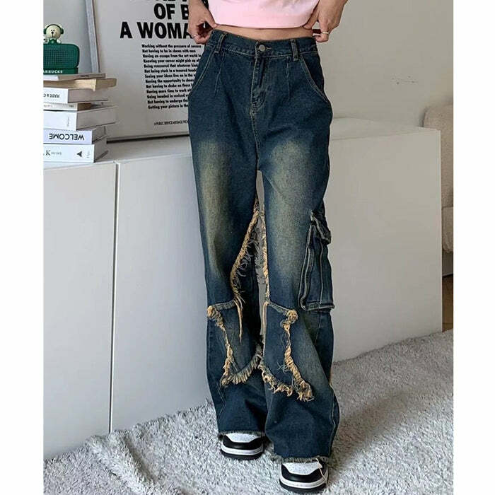 Star Girl Cargo Jeans - Y2K Vintage Outfits for Winter Street Style