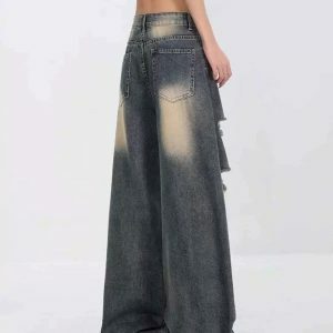 Star Girl Distressed Jeans - Y2K Vintage Outfits for Winter Street Style