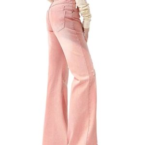 Starry Pink Distressed Jeans - Y2K Vintage Outfits for Winter Style