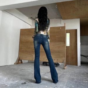 Stellar Studded Flare Jeans - Y2K Vintage Outfits for Winter Style