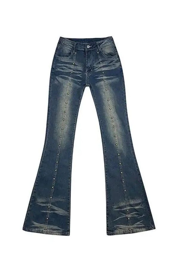 Stellar Studded Flare Jeans - Y2K Vintage Outfits for Winter Style