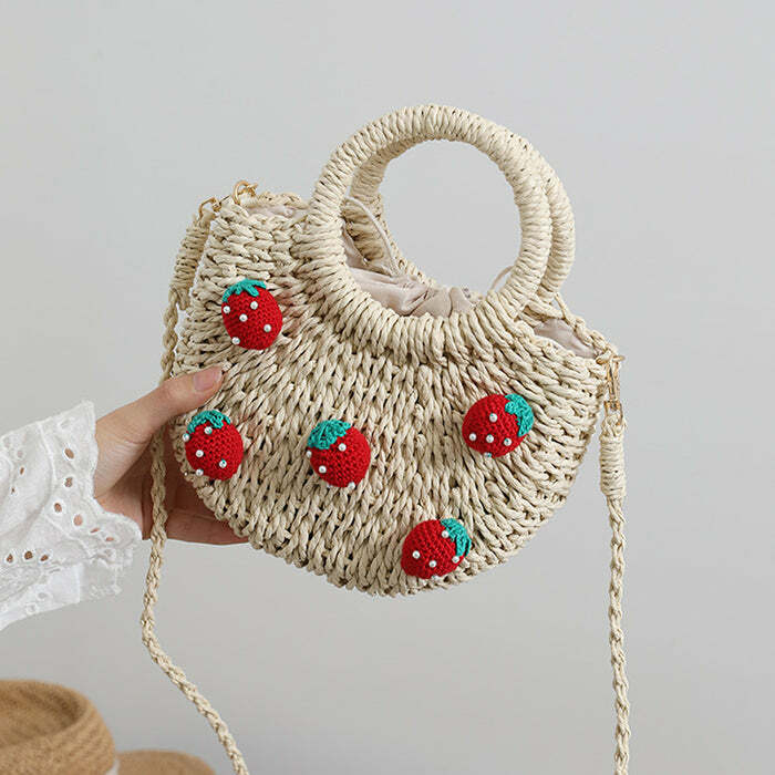 Strawberry Straw Bag - Y2K Vintage Outfits for Winter & Street Style