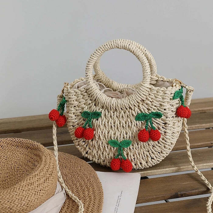 Strawberry Straw Bag - Y2K Vintage Outfits for Winter & Street Style