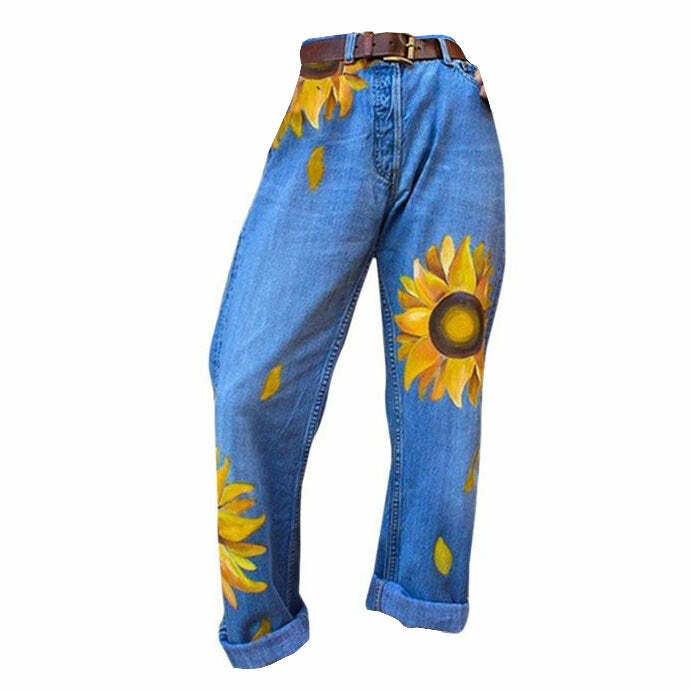 Sunflowers Mom Jeans - Y2K Vintage Outfits for Winter & Street Style