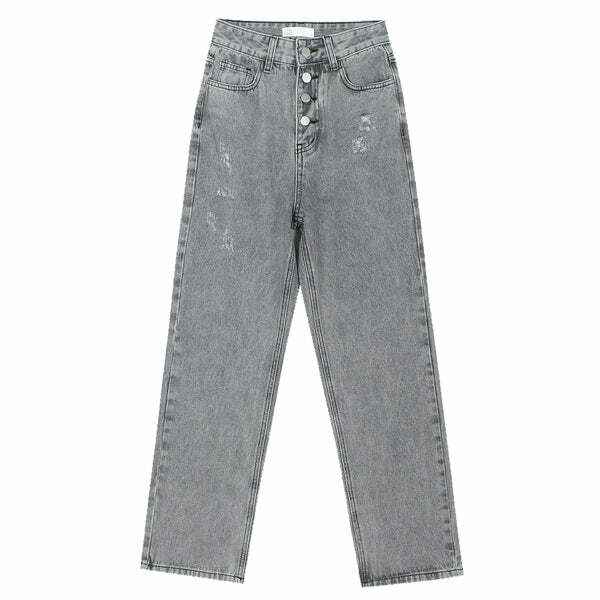 Teen Craft Grey Baggy Jeans - Y2K Vintage Winter Outfits for Women