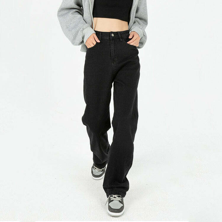 Teen Craft Wide Leg Jeans - Y2K Vintage Outfits for Winter Street Style