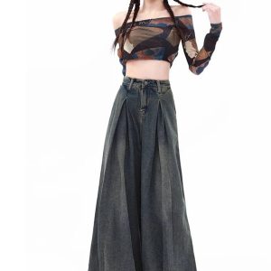 Ultra Wide-Leg Baggy Jeans for Y2K Outfits, Vintage Street Style Fashion