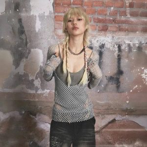 Urban Edge Fishnet Top - Y2K Vintage Outfits for Winter Street Style