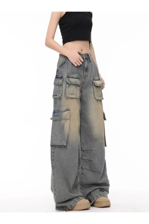 Urban Explorer Cargo Jeans - Y2K Vintage Street Style Outfits for Women