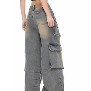 Urban Explorer Cargo Jeans - Y2K Vintage Street Style Outfits for Women