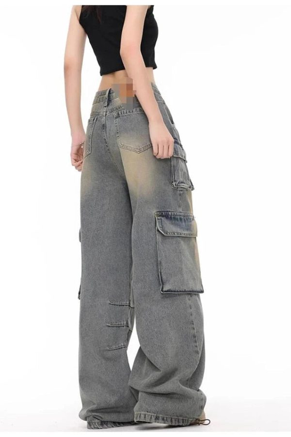 Urban Explorer Cargo Jeans - Y2K Vintage Street Style Outfits for Women