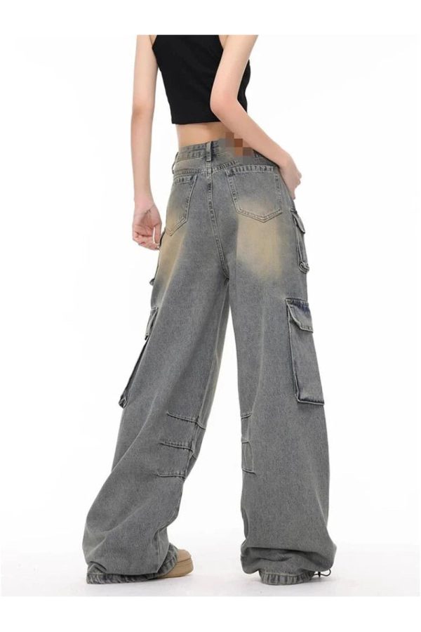 Urban Explorer Cargo Jeans - Y2K Vintage Street Style Outfits for Women