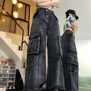 Urban Utility Cargo Jeans - Y2K Vintage Outfits for Winter Street Style