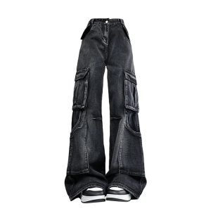 Urban Utility Cargo Jeans - Y2K Vintage Outfits for Winter Street Style